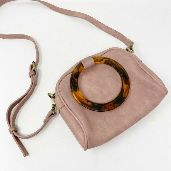 ANTHROPOLOGIE blush pink lucite handle VEGAN bag - Picture 9 of 9